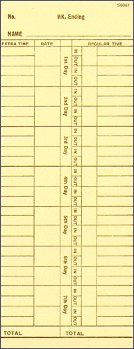10-800292 Weekly Time Clock Cards for TP300 (Qty 1000) - ClockingSystems