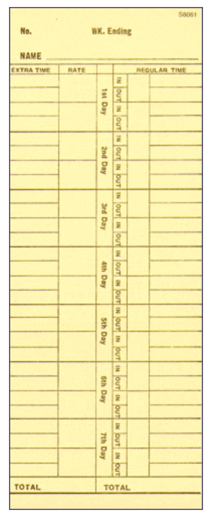 1000 Attendance Cards for TP-300 10-800292 - ClockingSystems