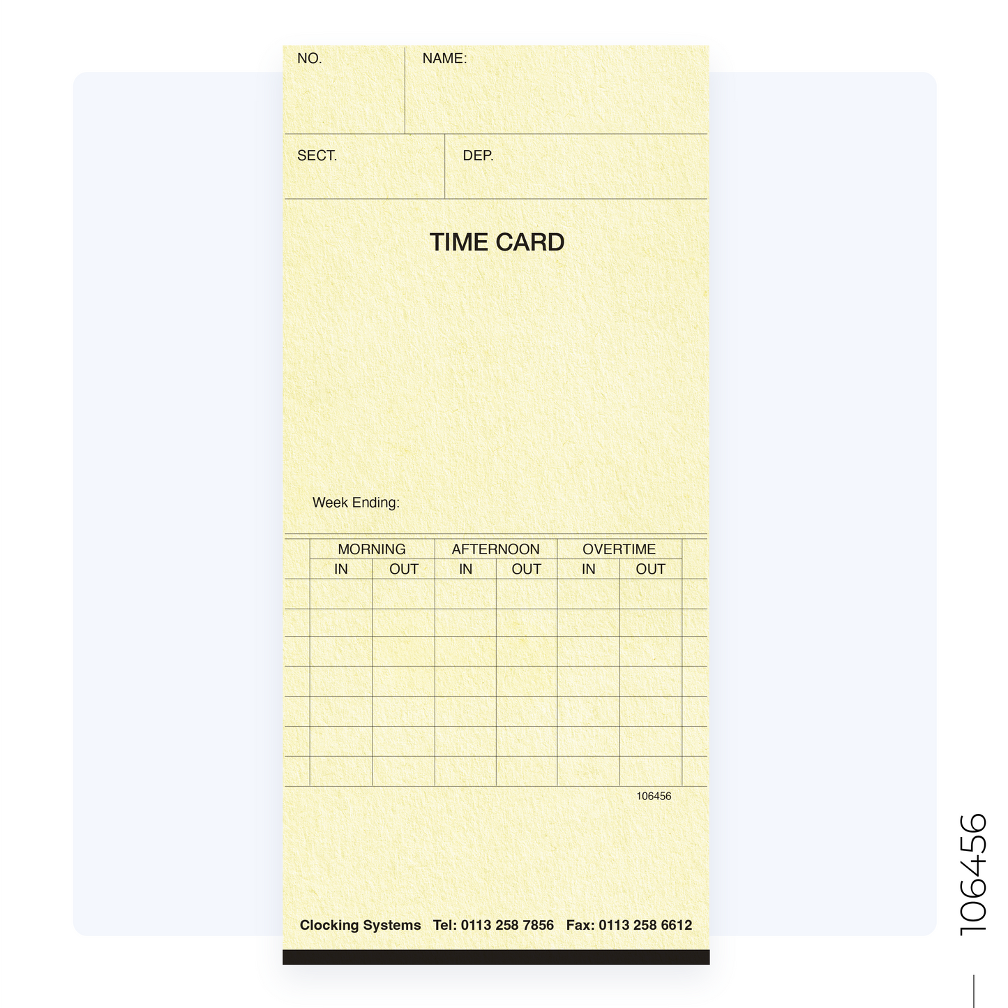 106456 Weekly Clocking Cards (Quantity 1000)