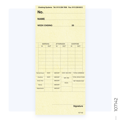 107142 Weekly Clocking Cards (Quantity 1000)