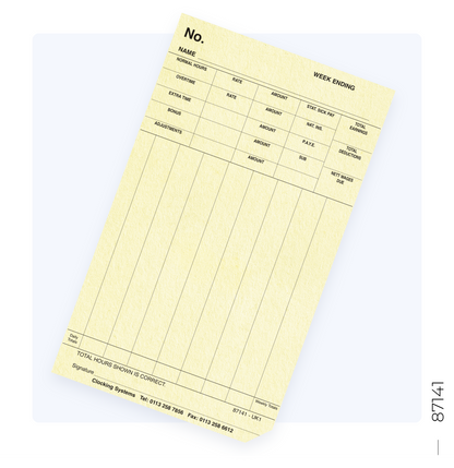 87141 Weekly Clocking Cards (Quantity 1000)