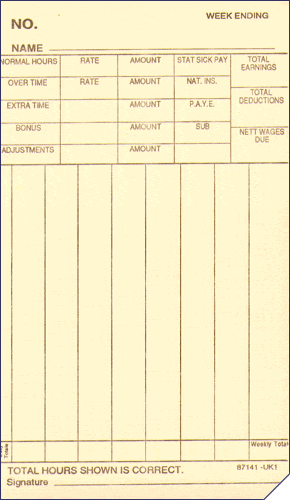 87141 weekly time clock card (Quantity 1000) - ClockingSystems