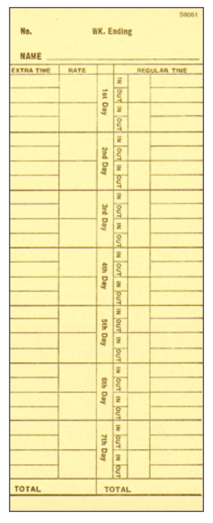 1000 Attendance Cards for TP-300 10-800292 - ClockingSystems